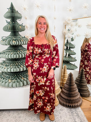 Blooms Square Neck Midi Dress