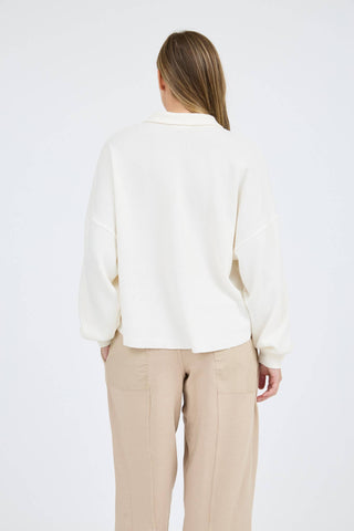COLLARED SPLIT NECK BUTTON DOWN CHUNKY BUTTON EXTENDED SHOULDER LONG SLEEVES RELAXED FIT RAW EDGE