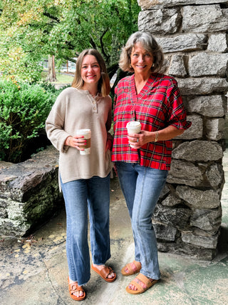 Sasha Sweater and Scarlett Plaid Top