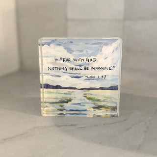Lauren Dunn Acrylic Scripture Block Luke 1:37