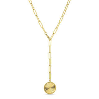 Gold Adjustable Lariat Cross Accented Pendant Necklace - Splendid Iris