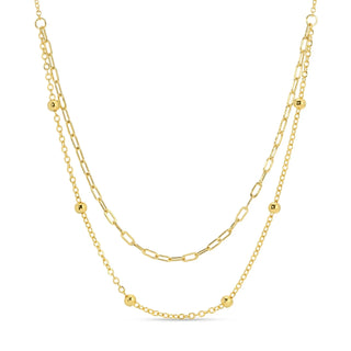 Splendid Iris Gold Ball Accented Layered Necklace