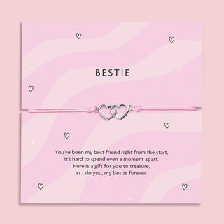 Pink String Bestie Interlocking Heart Friendship Bracelet