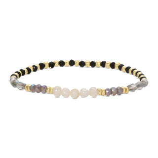 Splendid Iris Crystal and Pearl Stretch Bracelet Black/Grey
