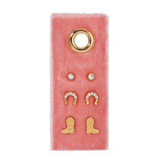 Gold Boot Velvet Stud Set - Splendid Iris