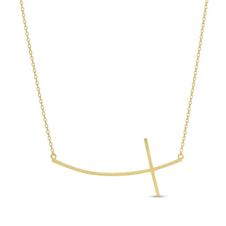 Splendid Iris Gold Brushed Side Cross Necklace
