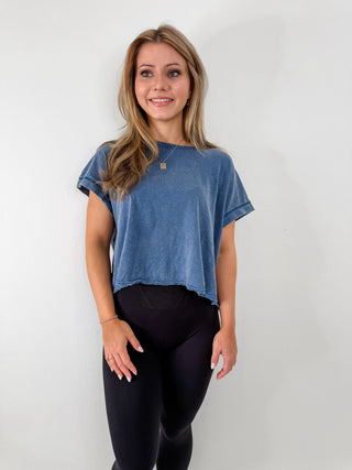 Effortless Tee with Open Back Detail, Cropped, Boxy Fit, and Exposed Seam
