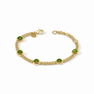 Gold Dolce Delicate Bracelet with Iridescent Palmetto Green Stones