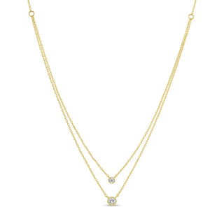 Splendid Iris Gold Double Layer Mini CZ Necklace