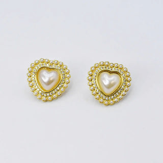 Treasure Jewel Heart Stud Earring with CZ and Pearl Deatils