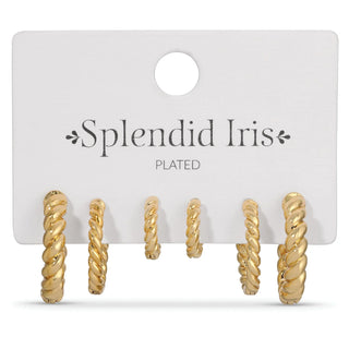 Gold Twisted Huggies - Combo Set of 3 - Splendid Iris