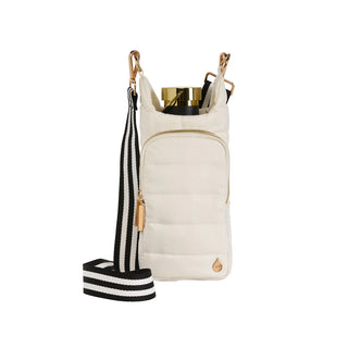 White Ripstop HydroBag with Black and White Striped Strap