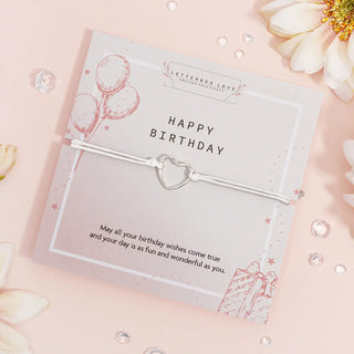 White String Happy Birthday Adjustable Bracelet With Heart Charm