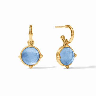 Julie Vos Honeybee Hoop & Charm Earring with Blue Stone