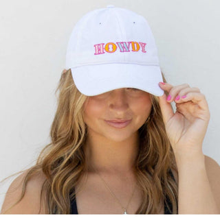 White Howdy Baseball Hat with Colorful Lettering