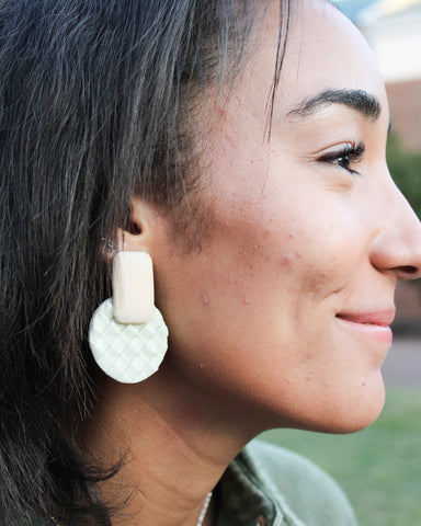 Square Round Clay Earrings