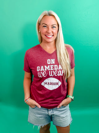 We Wear Maroon V-Neck Shirt