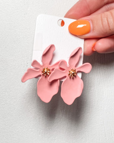 Pink Flower Earrings