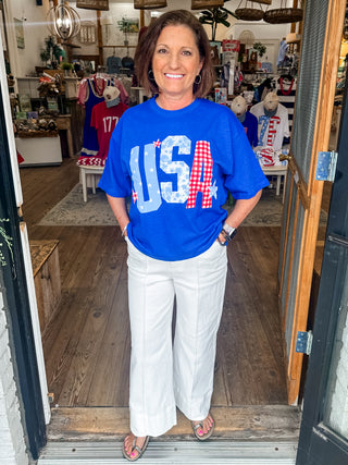 USA Quilted Oversized Tee