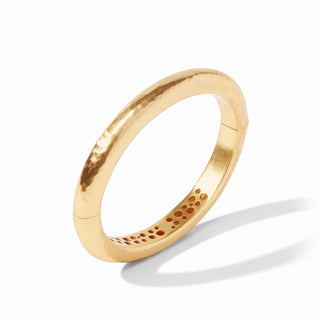 Julie Vos Catalina Hinge Gold Bangle with Lightly Hammered Finish and Hinge Closure.