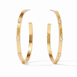 Large - Julie Vos Crescent Stone Hoop with CZ Stone and 24k Gold Plate