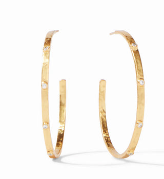 Extra Large - Julie Vos Crescent Stone Hoop with CZ Stone and 24k Gold Plate