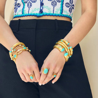 Julie Vos Hydra Ring with Blue Gemstone and Braided Gold