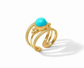 Julie Vos Hydra Ring with Blue Gemstone and Braided Gold