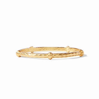 Julie Vos Savannah Gold Bangle with diamond hammering and decorative stations.