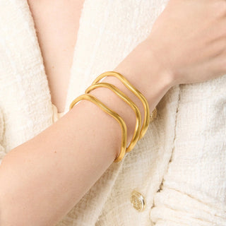 Julie Vos Gold Wave Bangle Modeled