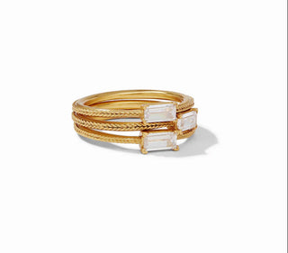 Julie Vos Windsor Trio Ring - Set of 3 with Clear Stone