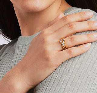 Julie Vos Windsor Trio Ring - Set of 3 with Clear Stone