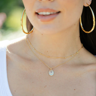 Splendid Iris Gold Layered Necklace with Textured Oval Pendant