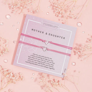 Pink Mother & Daughter Matching Wish Bracelets with Open Heart Charms