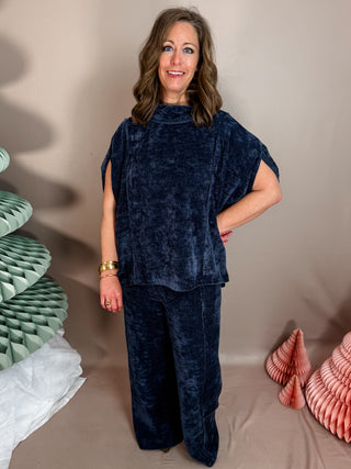 Navy Soft Knit Pullover Poncho Top