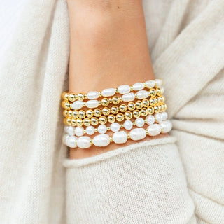Splendid Iris Oblong Pearl Sets Stretch Bracelet