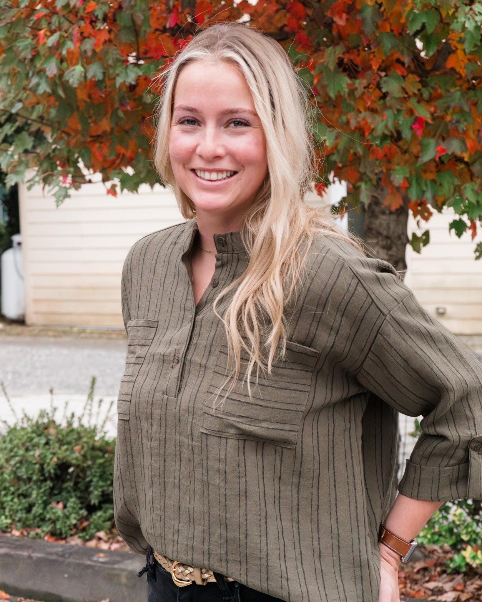 Sage Striped Top