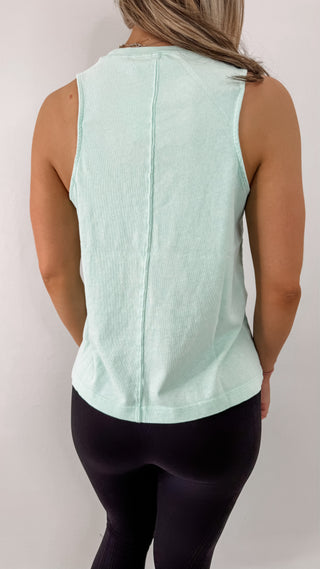 Mint Green Sleeveless Flowy Tank Top