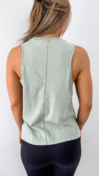 Sage Green Sleeveless Flowy Tank Top