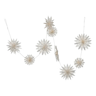 Decorative garland of white star-shaped on a white background