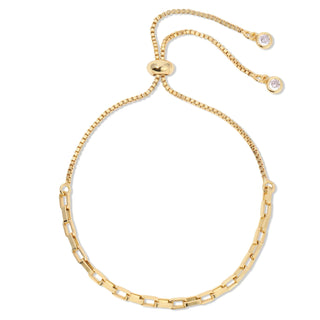 Splendid Iris Paperclip Chain Pulley With Pave Center and Adjustable Closure
