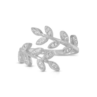 Silver Pave Adjustable Leaf Ring - Splendid Iris