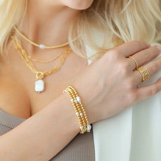 Splendid Iris Pearl Accented Stretch Bracelet