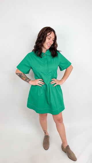 button up mini dress AE Sweetheart Button-Up Women's Navy XXS date nights Leighton Button-Up Mini Dress