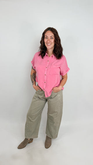 Taylor Button Up Dolman Sleeve Shirt