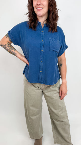 Taylor Button Up Dolman Sleeve Shirt