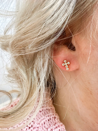 Royal Oak CZ Cross Earring