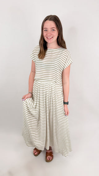 Stripe Boat Neck Boxy Crop Top