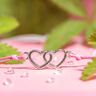 Pink String Bestie Interlocking Heart Friendship Bracelet