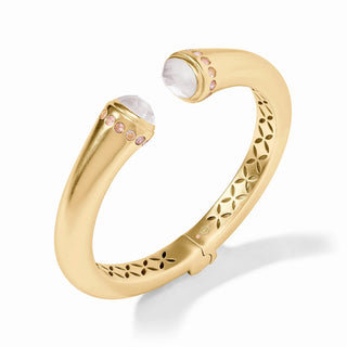 Julie Vos Gold Rainbow Demi Cuff Iridescent Clear Crystal with Champagne Radiancehalo Stone